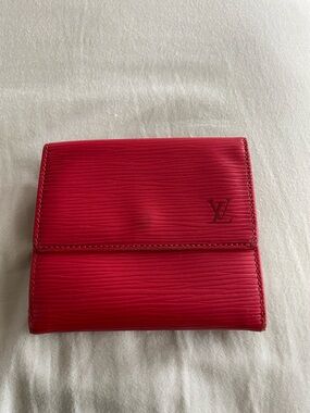 Louis Vuitton Red Epi Leather Compact Wallet with LV Monogram